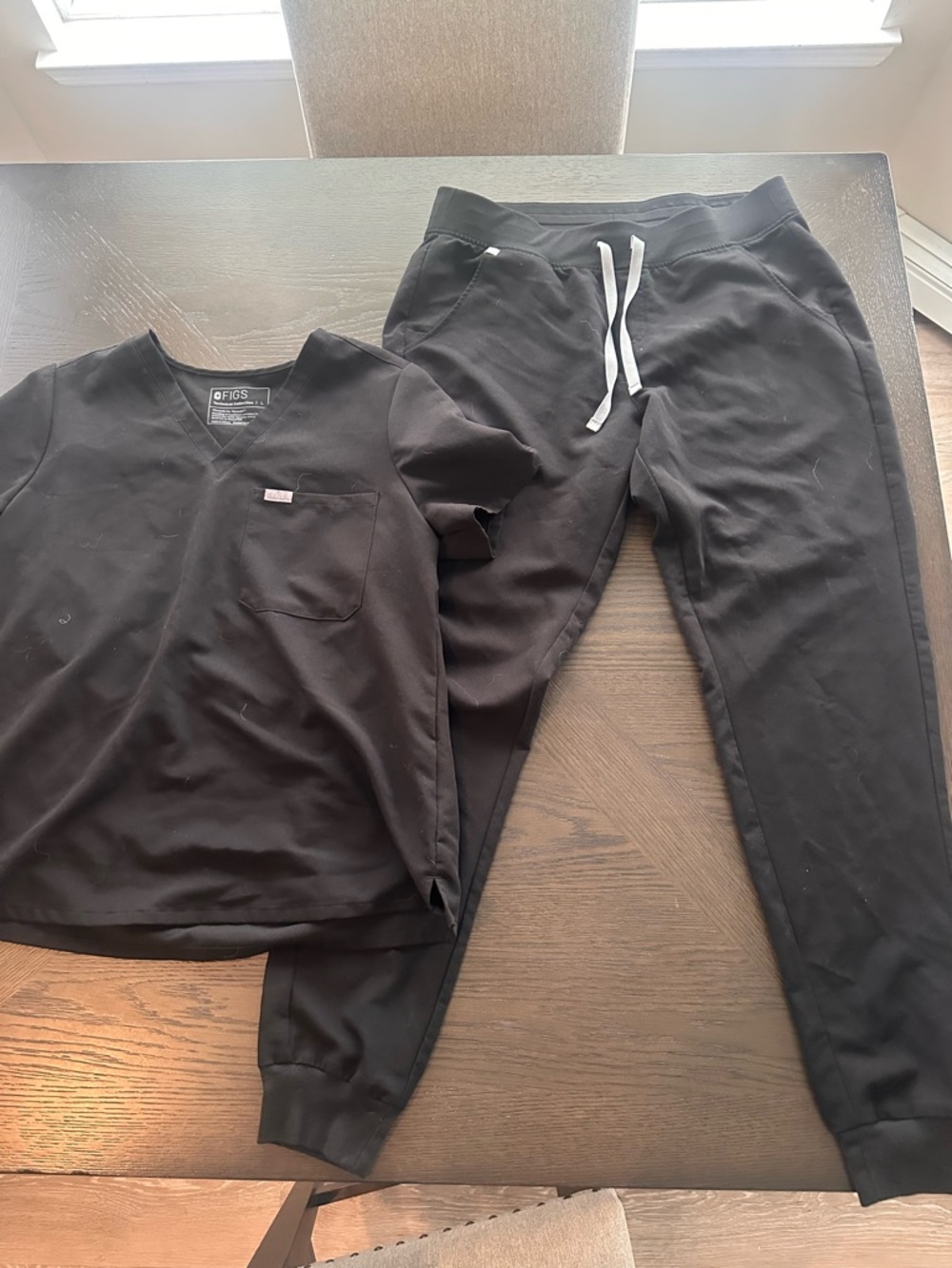 Figs Black Track Pants & Scrub Top Set